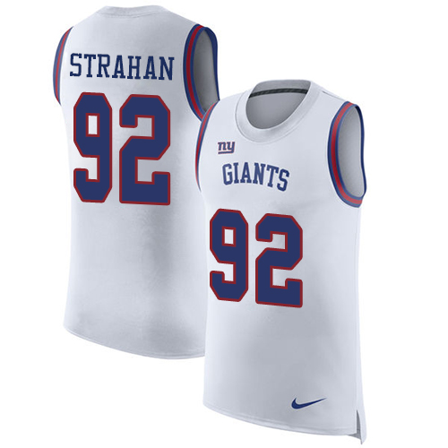 Nike Giants #92 Michael Strahan White Men's Stitched NFL Limited Rush Tank Top Jersey